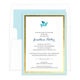 Blue Watercolor Dove with Cross Gold Frame Invitations Image 1 of 4